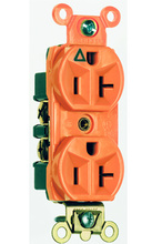 20A 125V Heavy Duty Hospital-Grade Isolated Ground Duplex Receptacle, Back and Side Wire, Orange 20A 125V Heavy Duty Hospital-Grade Isolated Ground Duplex Receptacle, Back and Side Wire, Orange