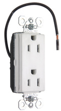 PlugTail® 15A 125V Spec-Grade Tamper-Resistant Split Circuit Decorator Duplex Receptacle, White PlugTail® 15A 125V Spec-Grade Tamper-Resistant Split Circuit Decorator Duplex Receptacle, White