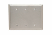 Jumbo 3-Gang 302/304 Stainless Steel Wall Plate, Blank, Box Mounted