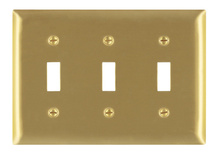 Discontinued - Discontinued - Toggle Switch Openings, Three Gang, Brass