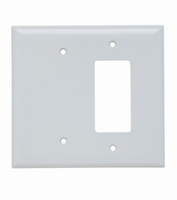 Jumbo 2-Gang Thermoset Wall Plate, 1 Blank, 1 Decorator, White
