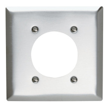2-Gang 302/304 Stainless Steel Wall Plate, Power Outlet Receptacle 2.1563-in Diameter Opening 2-Gang 302/304 Stainless Steel Wall Plate, Power Outlet Receptacle 2.1563-in Diameter Opening