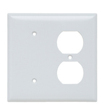 2-Gang Thermoset Wall Plate, 1 Blank, 1 Duplex Receptacle, White 2-Gang Thermoset Wall Plate, 1 Blank, 1 Duplex Receptacle, White