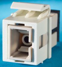 TechChoice SC Simplex Fiber Keystone Module, Green Ceramic Adapter, Fog White Housing