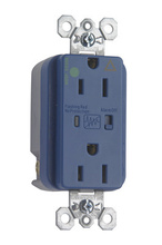 Isolated Ground Hospital Grade Surge Protective Duplex Receptacle, Blue Isolated Ground Hospital Grade Surge Protective Duplex Receptacle, Blue