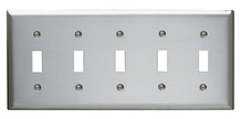 5-Gang 302/304 Stainless Steel Wall Plate, 5 Toggle Switch Openings