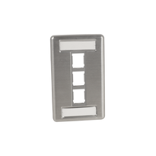 Stainless Steel HDJ 3-Port, 1-Gang Faceplate with Label Field