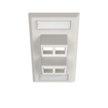 SINGLE GANG KEYSTONE ANGLED FACEPLATE, 4 PORT, FOG WHITE