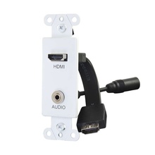 HDMI® and 3.5mm Audio Pass Through Decorative Wall Plate - White HDMI® and 3.5mm Audio Pass Through Decorative Wall Plate - White