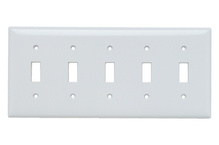 5-Gang Thermoset Wall Plate, 5 Toggle Switch Openings, White