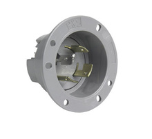 Turnlok® Industrial Spec Grade 20A Non-NEMA Flanged Inlet, Gray Turnlok® Industrial Spec Grade 20A Non-NEMA Flanged Inlet, Gray