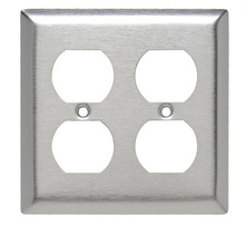 2-Gang 430 Stainless Steel Wall Plate, 2 Duplex Receptacle Openings