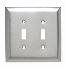 Jumbo 2-Gang 302/304 Stainless Steel Wall Plate, Toggle Switch Openings Jumbo 2-Gang 302/304 Stainless Steel Wall Plate, Toggle Switch Openings