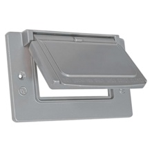 Cast Weatherproof Decorator/GFCI Horizontal Cover, Self-Closing, Gray