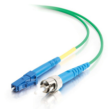 Discontinued - 6.6ft (2m) LC-ST 9/125 OS2 Simplex Single-Mode PVC Fiber Optic Cable - Green