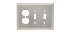 Jumbo 3-Gang 302/304 Stainless Steel Wall Plate, 2 Toggle Switch, 1 Duplex Receptacle Opening