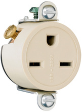Short Strap Spec Grade Single Receptacle, Side Wire, 15A, 250V, Ivory