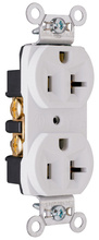 20A 125V Commercial Spec-Grade Duplex Receptacle, Back and Side Wire, White 20A 125V Commercial Spec-Grade Duplex Receptacle, Back and Side Wire, White