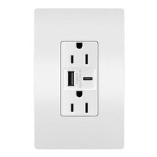 radiant® 15W USB Outlet, Type A/C, 15A, Tamper-Resistant, White