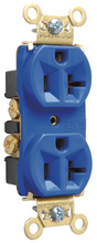 20A 125V Heavy Duty Spec-Grade Duplex Receptacle, Back and Side Wire, Blue
