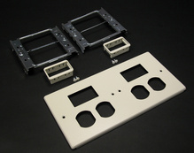 4-GANG W/TWO DUPLEX AND TWO SERIES II MINI ADAPTER BEZELS-GRAY 4-GANG W/TWO DUPLEX AND TWO SERIES II MINI ADAPTER BEZELS-GRAY