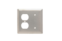 2-Gang 302/304 Stainless Steel Wall Plate, 1 Blank 1 Duplex Receptacle