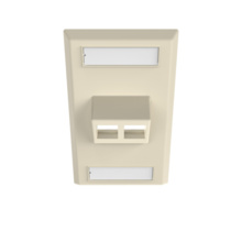 SINGLE GANG KEYSTONE ANGLED FACEPLATE, 2 PORT, WM IVORY