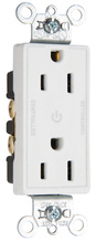 Decorator 15A Dual-Controlled Plug Load Duplex Receptacle, White Decorator 15A Dual-Controlled Plug Load Duplex Receptacle, White