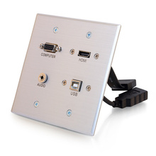 HDMI, VGA, 3.5mm and USB Pass Through Double Gang Wall Plate - Aluminum HDMI, VGA, 3.5mm and USB Pass Through Double Gang Wall Plate - Aluminum
