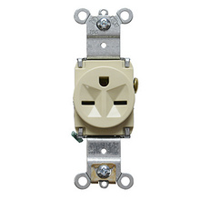 Discontinued - Heavy Duty Spec Grade Single Receptacles, Back and Side Wire, 15A, 250V, Light Almond