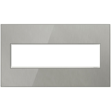 adorne® Brushed Stainless 4-Gang Screwless Wall Plate