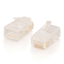 RJ45 Cat5E Modular Plug for Round Stranded Cable Multipack (100-Pack) (TAA Compliant) RJ45 Cat5E Modular Plug for Round Stranded Cable Multipack (100-Pack) (TAA Compliant)