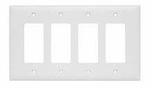 TradeMaster® Junior Jumbo 4-Gang Nylon Wall Plate, 4 Decorator Openings, White
