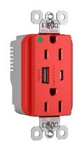 PlugTail® 3.1A Hospital Grade USB Outlet, Type A/C, 20A, Tamper-Resistant, Red PlugTail® 3.1A Hospital Grade USB Outlet, Type A/C, 20A, Tamper-Resistant, Red