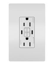 Discontinued - radiant® 15A Tamper-Resistant Outdoor Self Test GFCI USB Type C/C Outlet, White