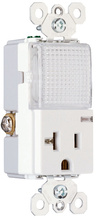 Discontinued - Discontinued - Spec Grade Decorator Combination Hallway Light and Single Receptacles, Back and Side Wire, 20A, 120/125VAC, White