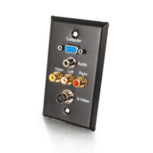 Discontinued - VGA, 3.5mm Audio, S-Video, Composite Video and RCA Stereo Audio Pass Through Single Gang Wall Plate - Black
