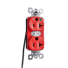 PlugTail® 20A 125V Hospital-Grade Tamper-Resistant Half Controlled Plugload Duplex Receptacle, Back and Side Wire, Red