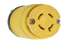 Rubber Dust-Tight NEMA L16-20 Locking Connector, 20A 480V, Yellow Rubber Dust-Tight NEMA L16-20 Locking Connector, 20A 480V, Yellow