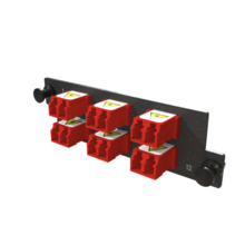 Infinium M4 HDFP Adapter Panel, 6 Keyed Front Non-Keyed Rear LC Duplex Adapters, 12 Fiber, Red Infinium M4 HDFP Adapter Panel, 6 Keyed Front Non-Keyed Rear LC Duplex Adapters, 12 Fiber, Red