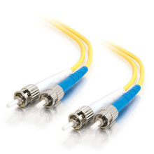 Discontinued - 13.1ft (4m) ST-ST 9/125 OS2 Duplex Single-Mode PVC Fiber Optic Cable (USA-Made) - Yellow
