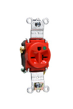 Heavy Duty Hospital Grade Single Receptacles, Back and Side Wire, 20A, 250V, Red Heavy Duty Hospital Grade Single Receptacles, Back and Side Wire, 20A, 250V, Red