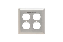 2-Gang 302/304 Stainless Steel Wall Plate, Duplex Receptacle Opening Pad Printed "Isolated Ground"