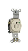 Heavy Duty Hospital Grade Single Receptacle, Back and Side Wire, 15A, 125V, Light Almond