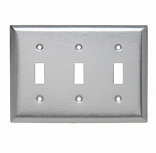 3-Gang 430 Stainless Steel Wall Plate, 3 Toggle Switch Openings