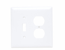 TradeMaster® Junior Jumbo 2-Gang Nylon Wall Plate, 1 Toggle Switch Opening, Duplex Receptacle Opening, White TradeMaster® Junior Jumbo 2-Gang Nylon Wall Plate, 1 Toggle Switch Opening, Duplex Receptacle Opening, White