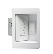 Single-Gang Recessed TV Box with Metal Electrical Box, White