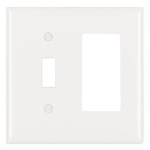 Combination Openings, 1 Toggle Switch and 1 Decorator, Two Gang, White Combination Openings, 1 Toggle Switch and 1 Decorator, Two Gang, White