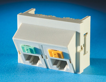 SERIES II, TWO-PORT TRACJACK MOUNTING MODULE, 1.5 UNIT, 30 DEGREE, FOG WHITE