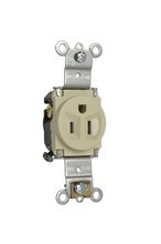 Heavy Duty Spec Grade Single Receptacles, Back and Side Wire, 15A, 125V, Ivory Heavy Duty Spec Grade Single Receptacles, Back and Side Wire, 15A, 125V, Ivory